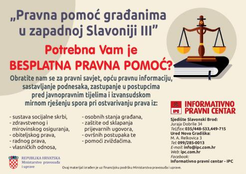 Besplatna pravna pomoć u Požegi 3. listopada 2024.