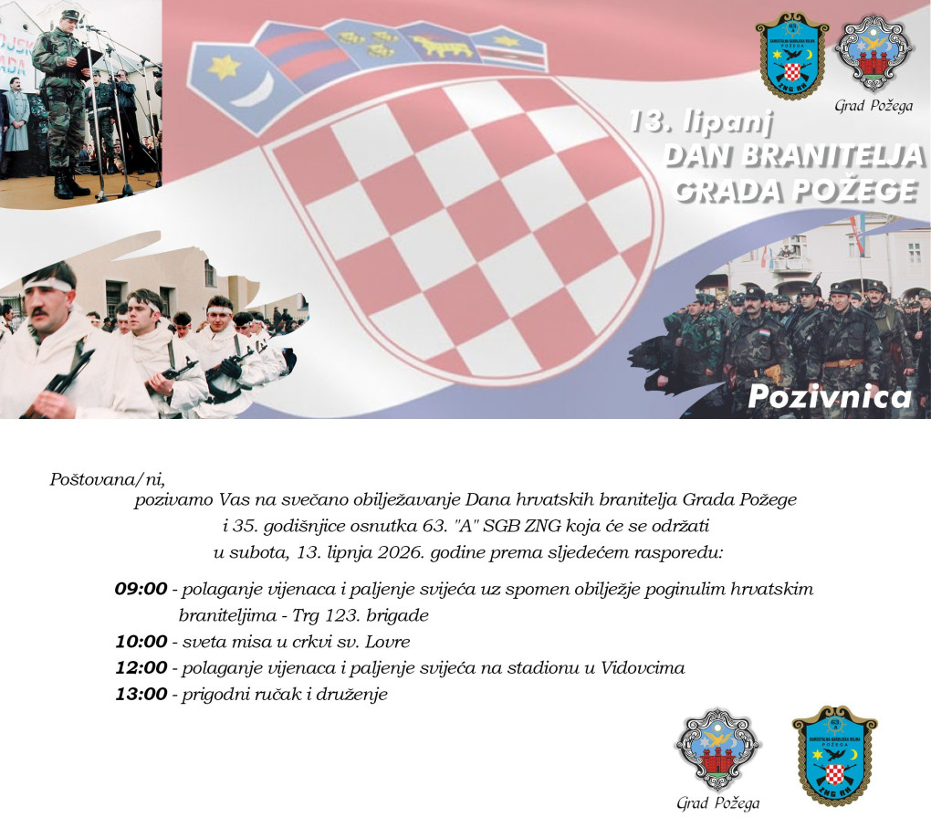 13. LIPNJA Dan hrvatskih branitelja Grada Požege