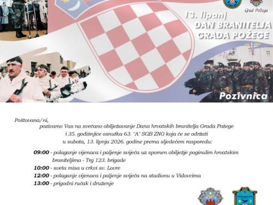 13. LIPNJA Dan hrvatskih branitelja Grada Požege