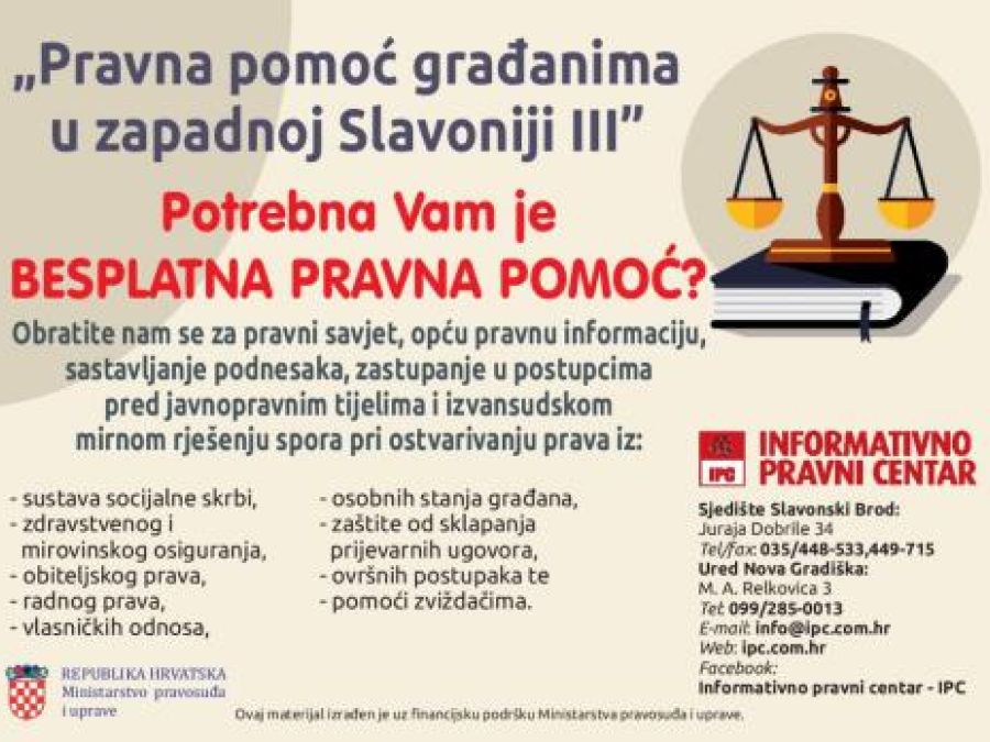 Besplatna pravna pomoć u Požegi 10. travnja 2025.